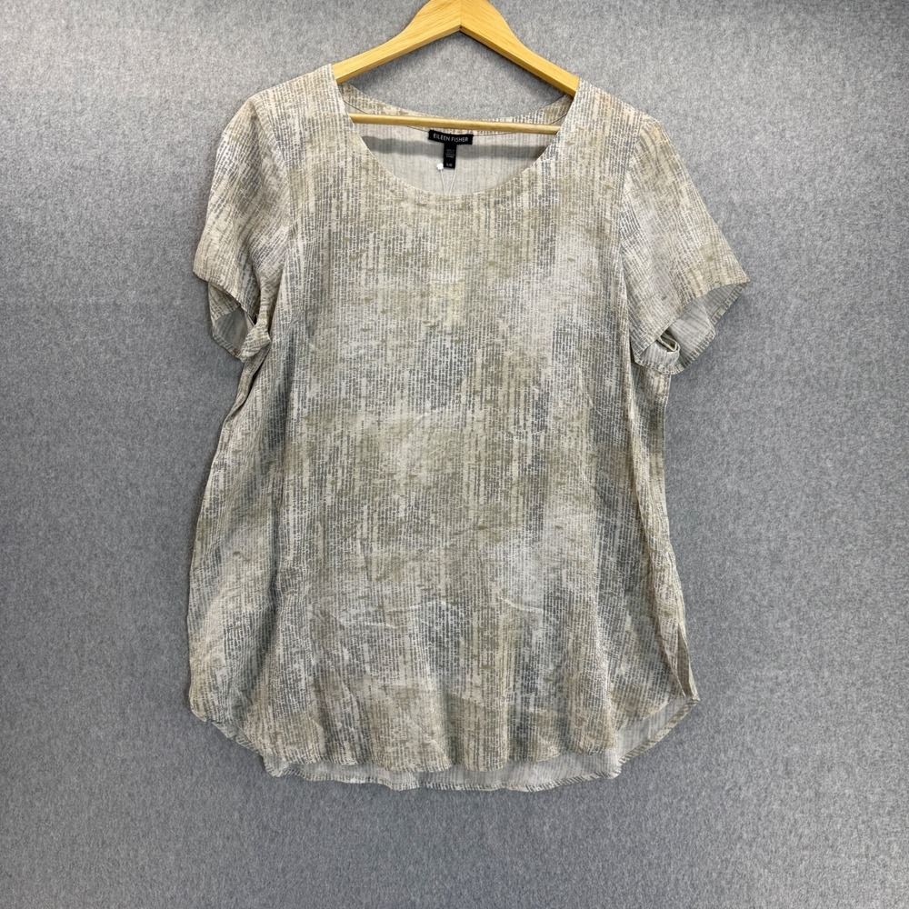 Eileen Fisher Womens Large Silk Almond Ballet Neck Top Blouse Cream Ivory NWT